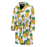 Pixel Pineapple Pattern Print Men's Bathrobe
