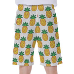 Pixel Pineapple Pattern Print Men's Beach Shorts