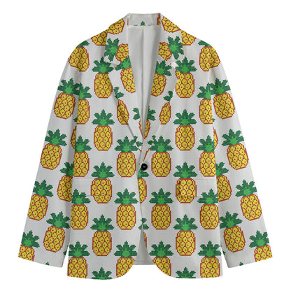 Pixel Pineapple Pattern Print Men's Blazer