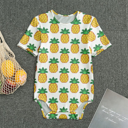 Pixel Pineapple Pattern Print Men's Bodysuit