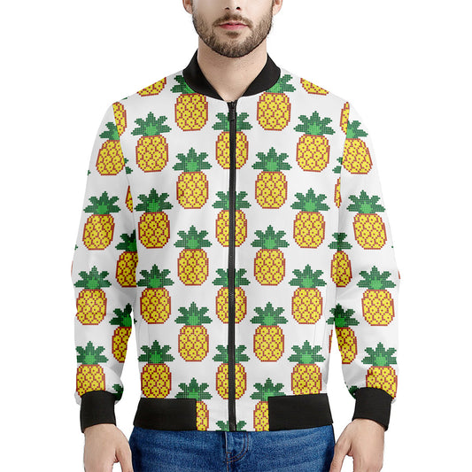 Pixel Pineapple Pattern Print Men's Bomber Jacket