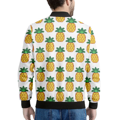 Pixel Pineapple Pattern Print Men's Bomber Jacket