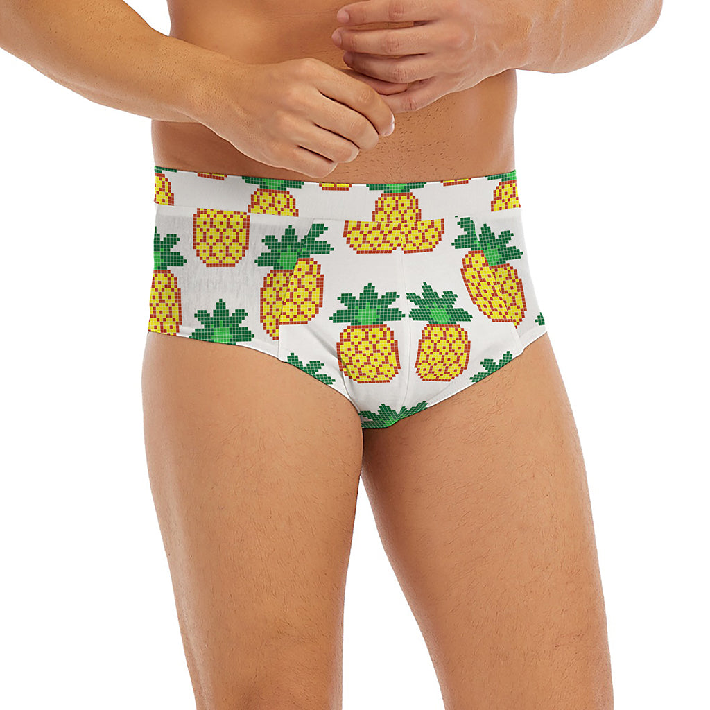 Pixel Pineapple Pattern Print Men's Briefs