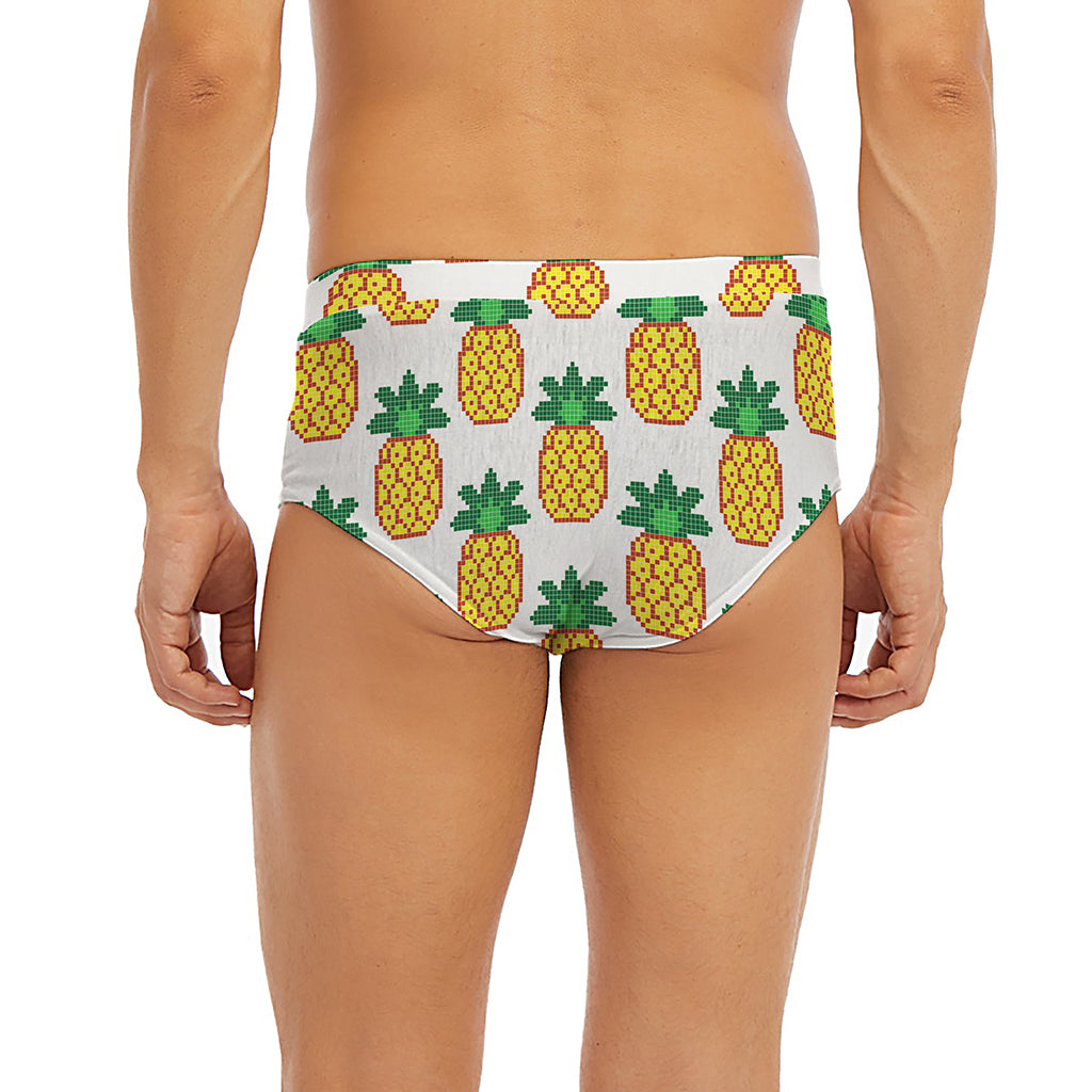 Pixel Pineapple Pattern Print Men's Briefs