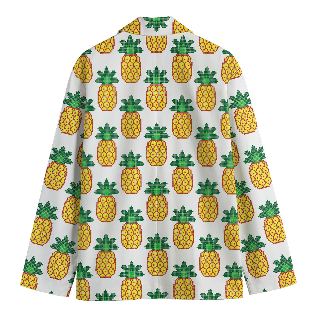 Pixel Pineapple Pattern Print Men's Cotton Blazer