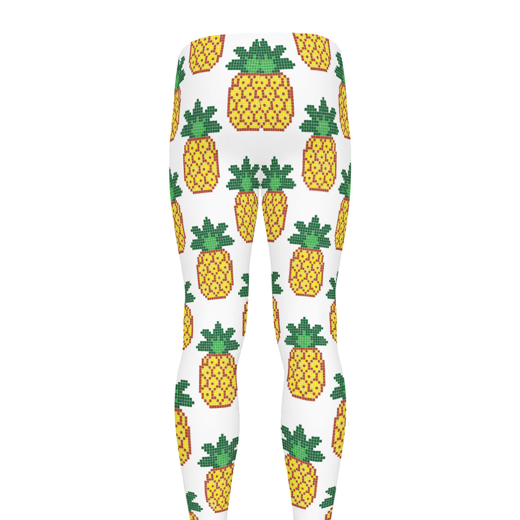 Pixel Pineapple Pattern Print Men's leggings