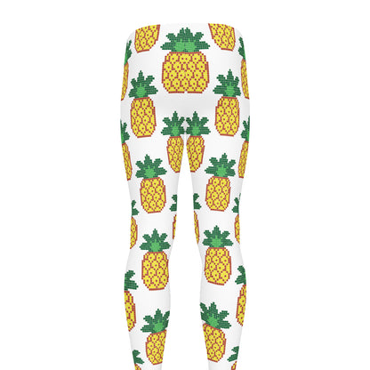 Pixel Pineapple Pattern Print Men's leggings