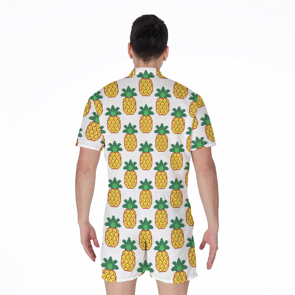 Pixel Pineapple Pattern Print Men's Rompers