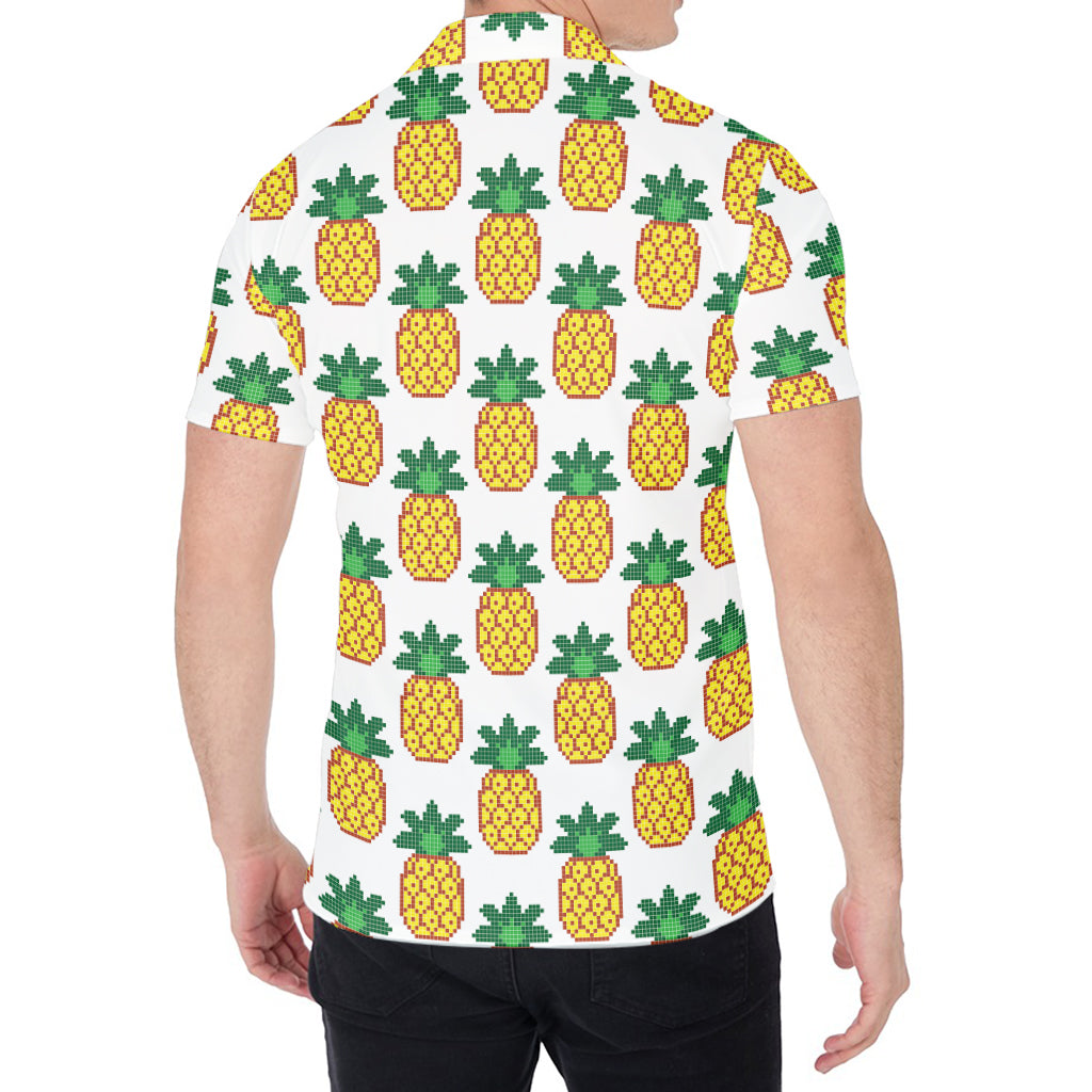 Pixel Pineapple Pattern Print Men's Shirt