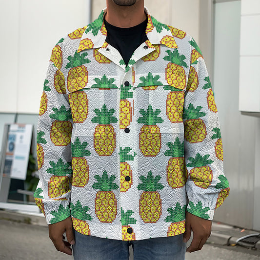 Pixel Pineapple Pattern Print Men's Shirt Jacket