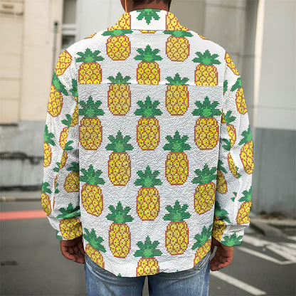 Pixel Pineapple Pattern Print Men's Shirt Jacket