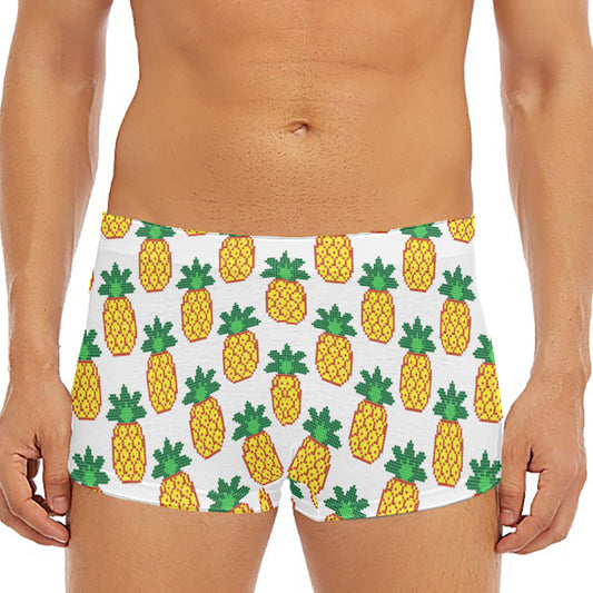 Pixel Pineapple Pattern Print Men's Short Boxer Briefs