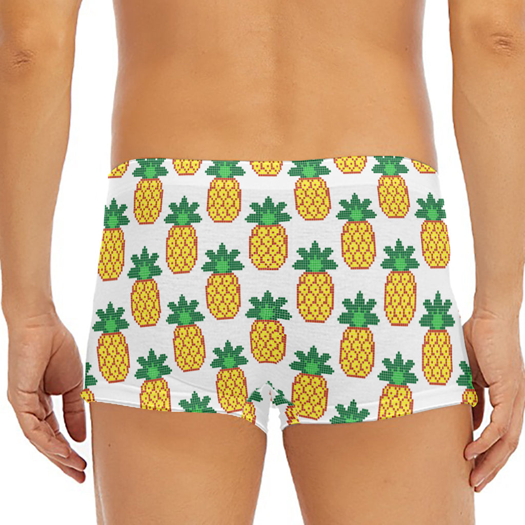 Pixel Pineapple Pattern Print Men's Short Boxer Briefs