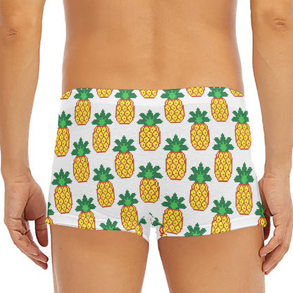 Pixel Pineapple Pattern Print Men's Short Boxer Briefs