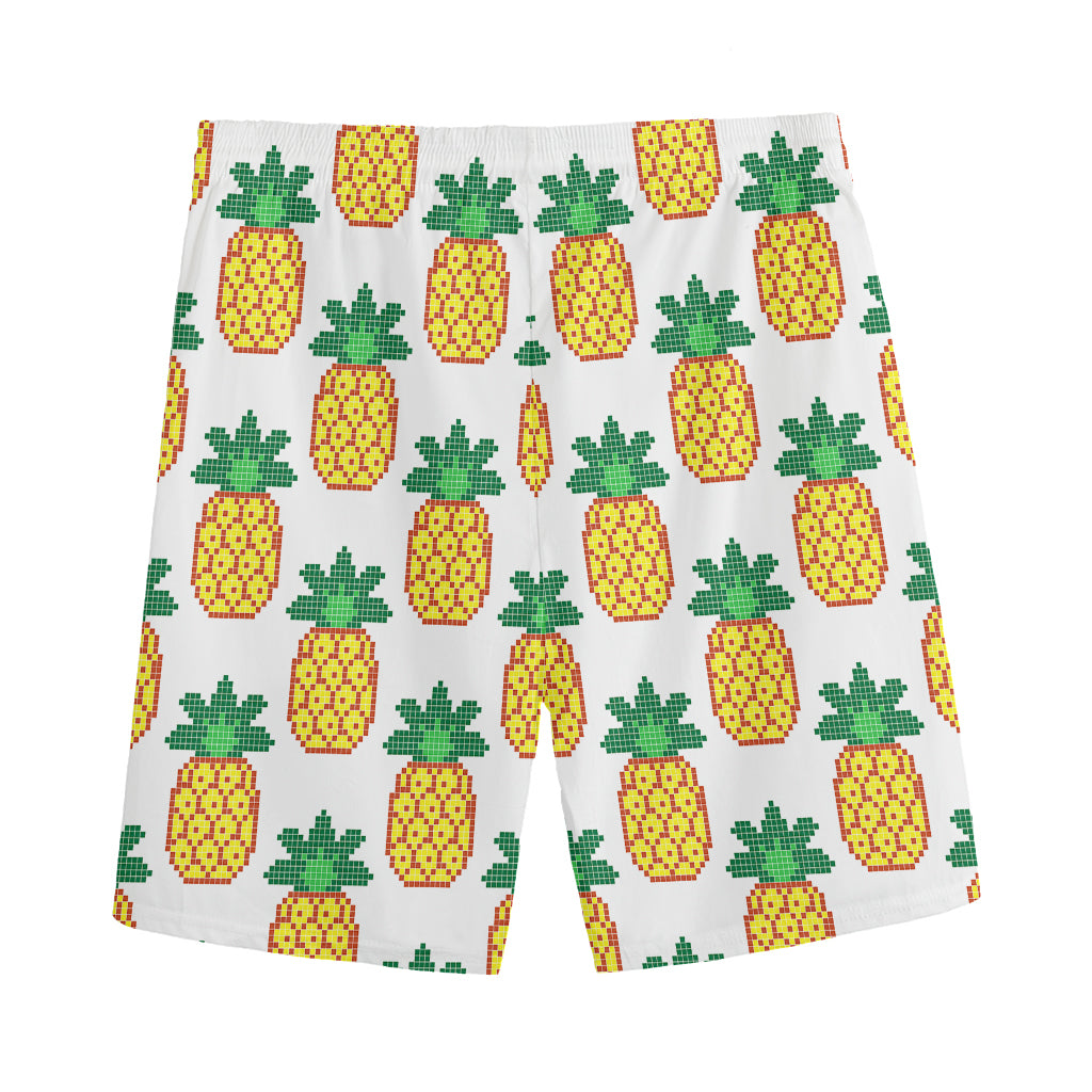 Pixel Pineapple Pattern Print Men's Sports Shorts