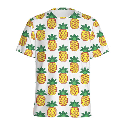 Pixel Pineapple Pattern Print Men's Sports T-Shirt