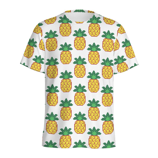 Pixel Pineapple Pattern Print Men's Sports T-Shirt