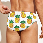 Pixel Pineapple Pattern Print Men's Swim Briefs