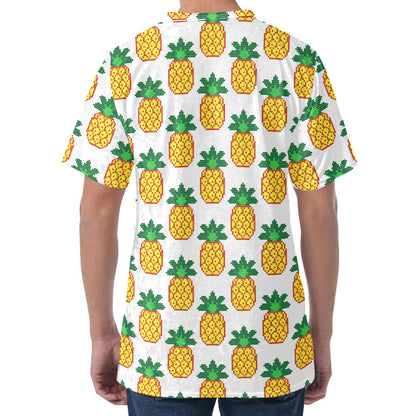 Pixel Pineapple Pattern Print Men's Velvet T-Shirt