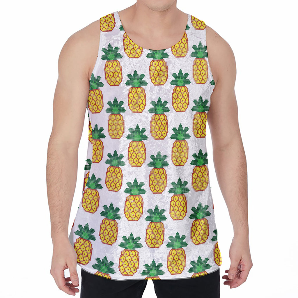 Pixel Pineapple Pattern Print Men's Velvet Tank Top