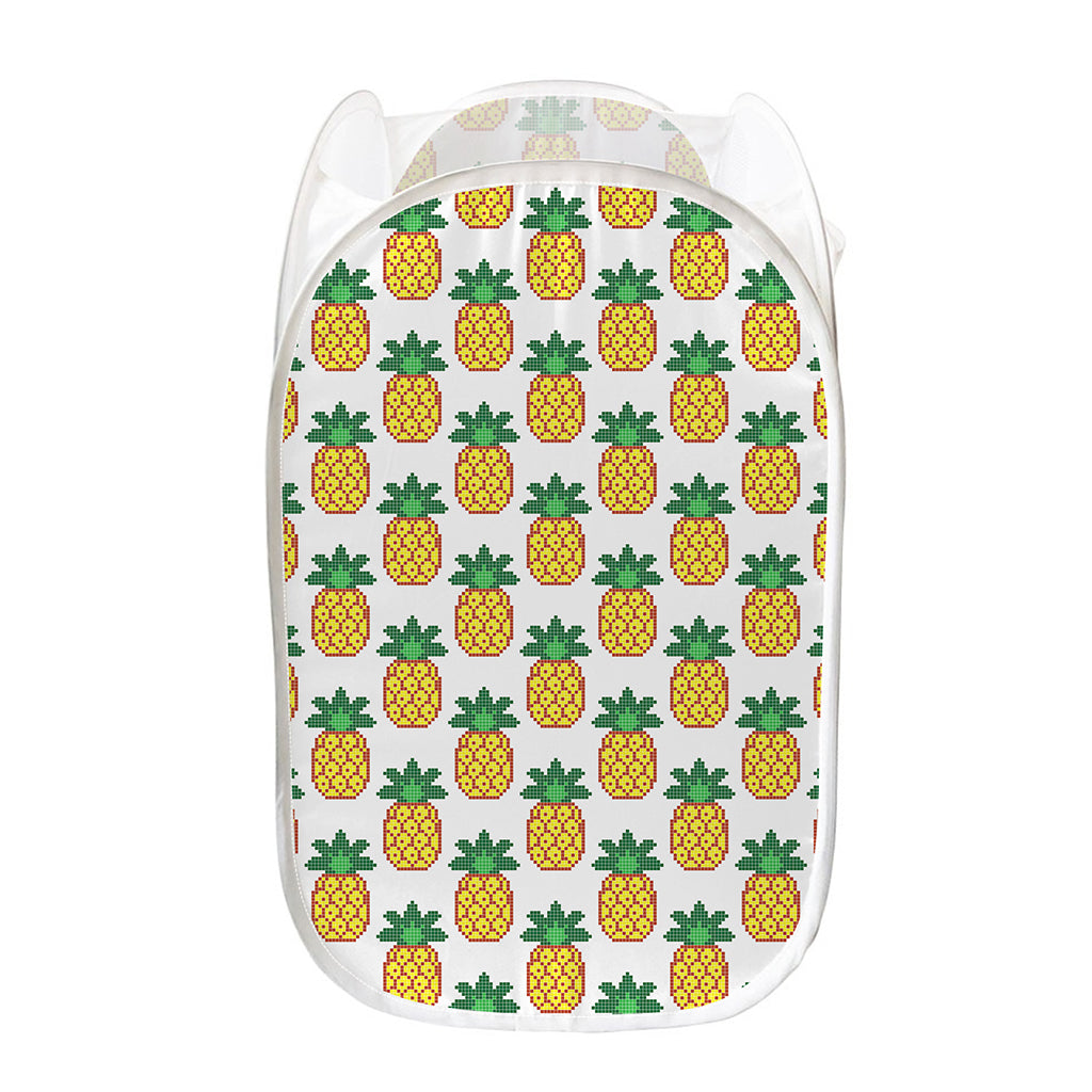 Pixel Pineapple Pattern Print Mesh Laundry Hamper