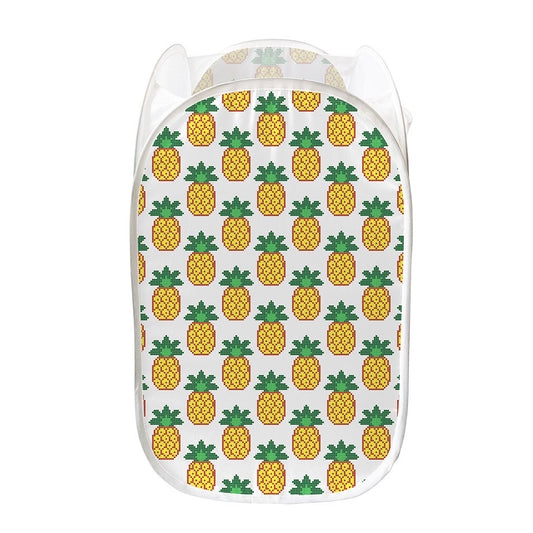 Pixel Pineapple Pattern Print Mesh Laundry Hamper