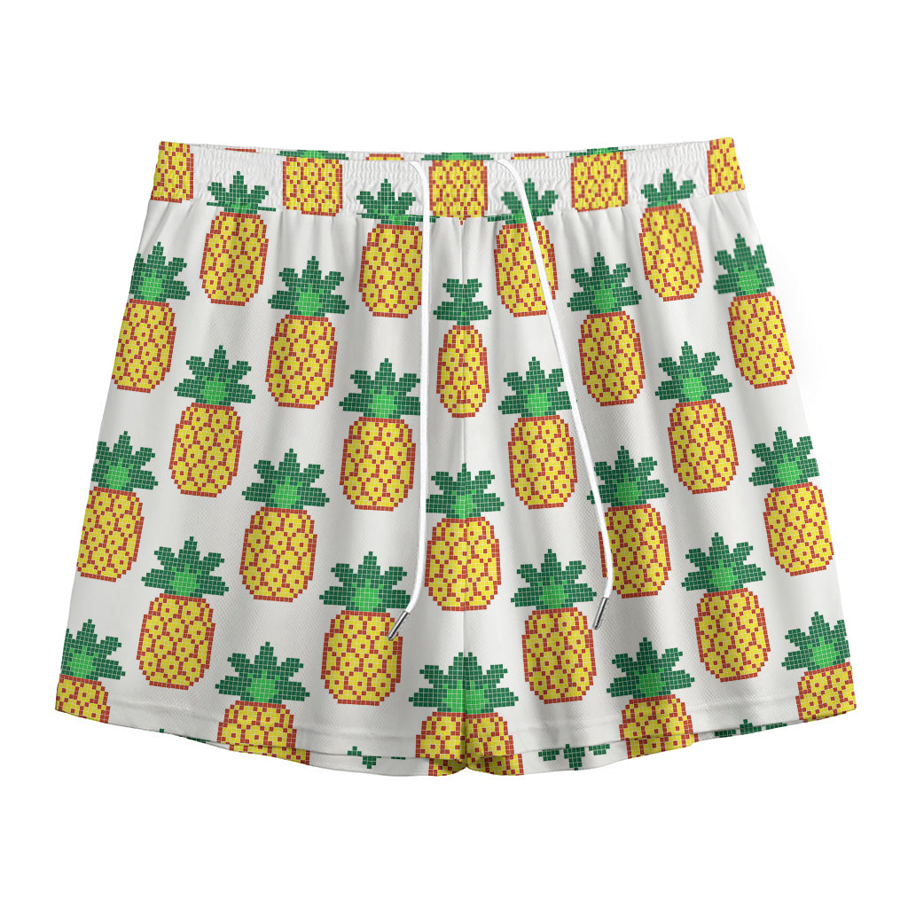 Pixel Pineapple Pattern Print Mesh Shorts