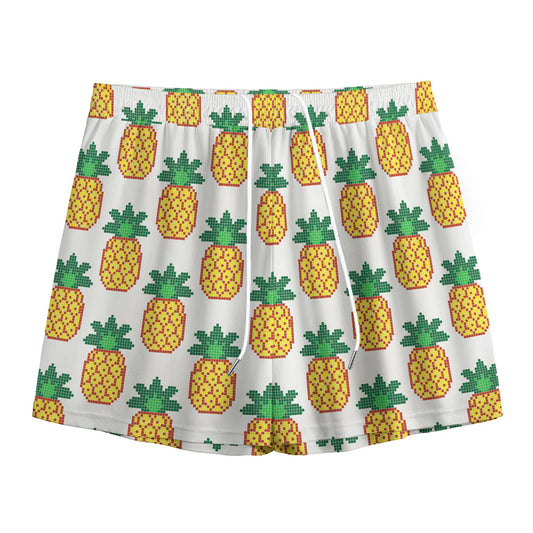 Pixel Pineapple Pattern Print Mesh Shorts