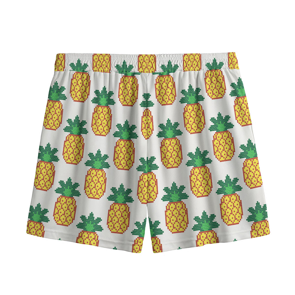 Pixel Pineapple Pattern Print Mesh Shorts