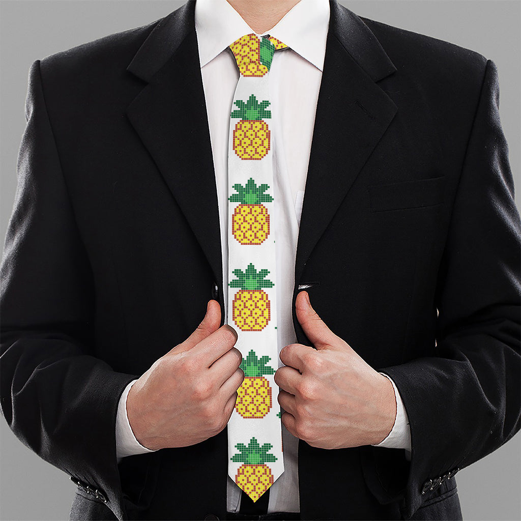 Pixel Pineapple Pattern Print Necktie