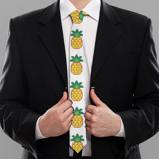 Pixel Pineapple Pattern Print Necktie