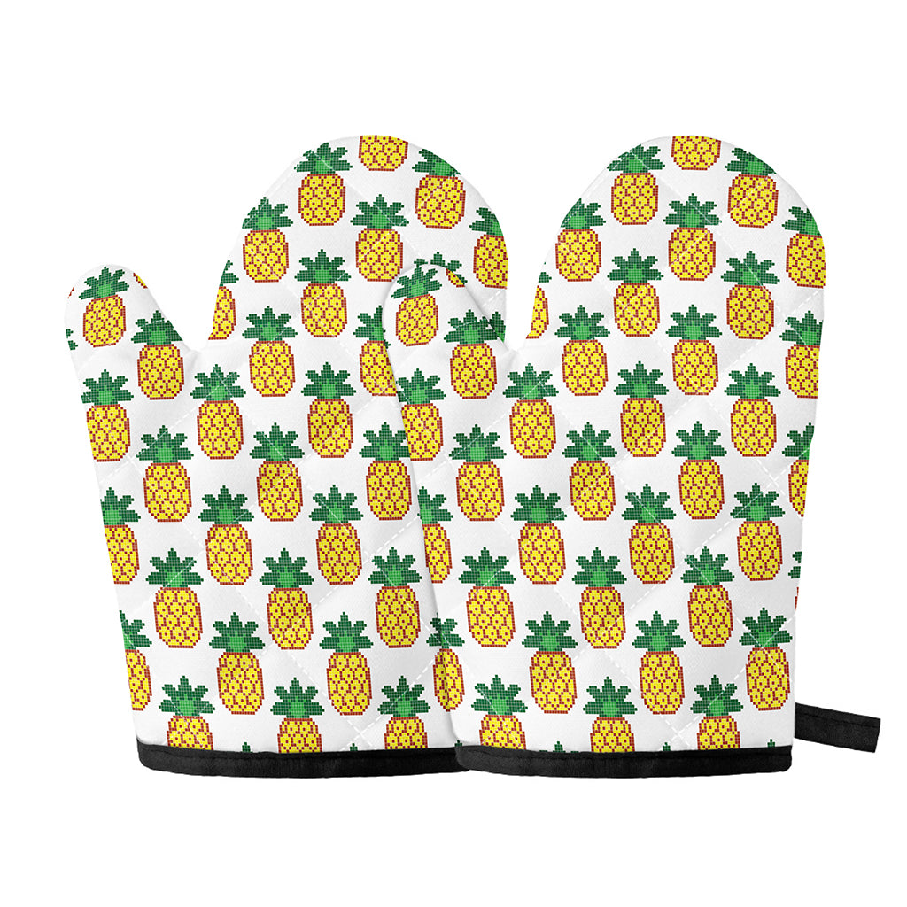 Pixel Pineapple Pattern Print Oven Mitts