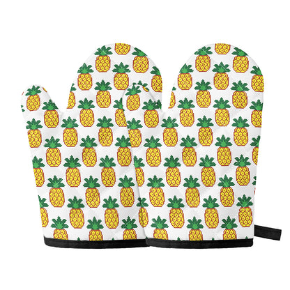 Pixel Pineapple Pattern Print Oven Mitts