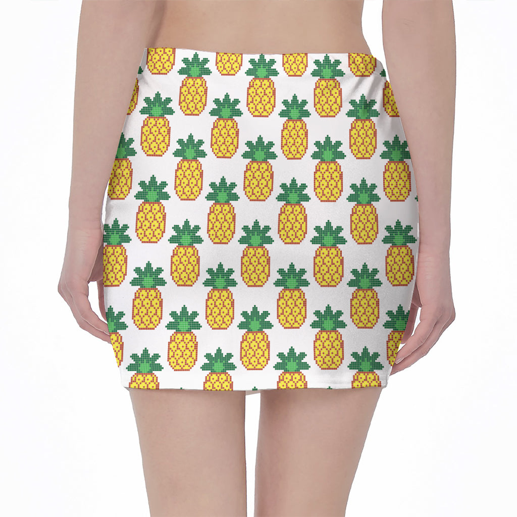 Pixel Pineapple Pattern Print Pencil Mini Skirt
