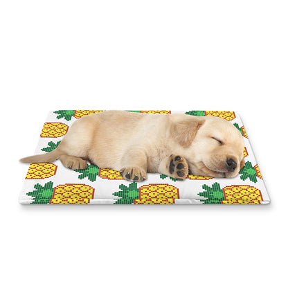 Pixel Pineapple Pattern Print Pet Cooling Mat Cover