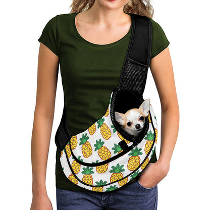 Pixel Pineapple Pattern Print Pet Sling Carrier