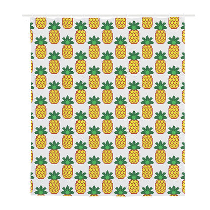 Pixel Pineapple Pattern Print Polyester Shower Curtain