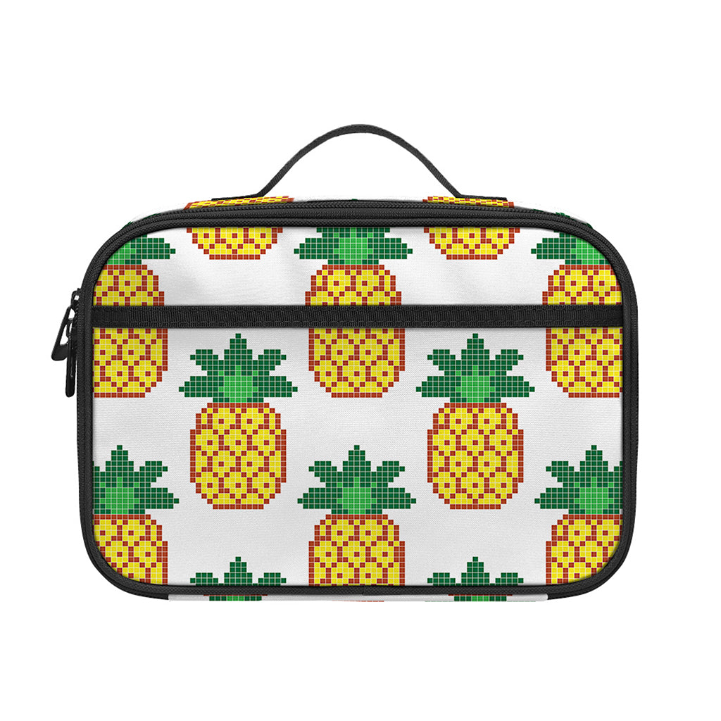 Pixel Pineapple Pattern Print Portable Lunch Bag