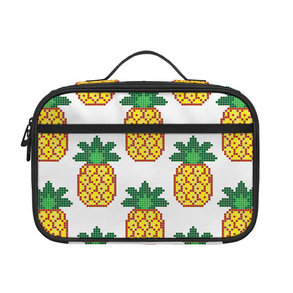 Pixel Pineapple Pattern Print Portable Lunch Bag