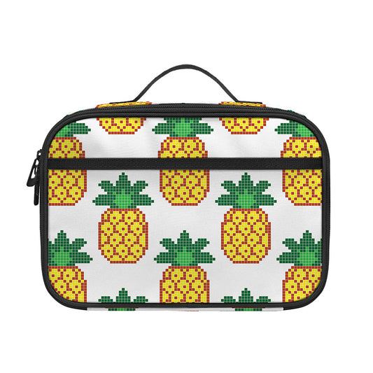 Pixel Pineapple Pattern Print Portable Lunch Bag