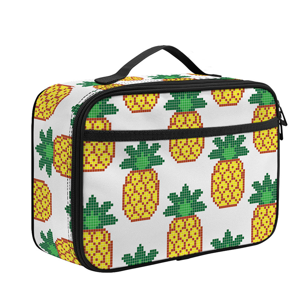 Pixel Pineapple Pattern Print Portable Lunch Bag
