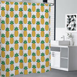 Pixel Pineapple Pattern Print Premium Shower Curtain