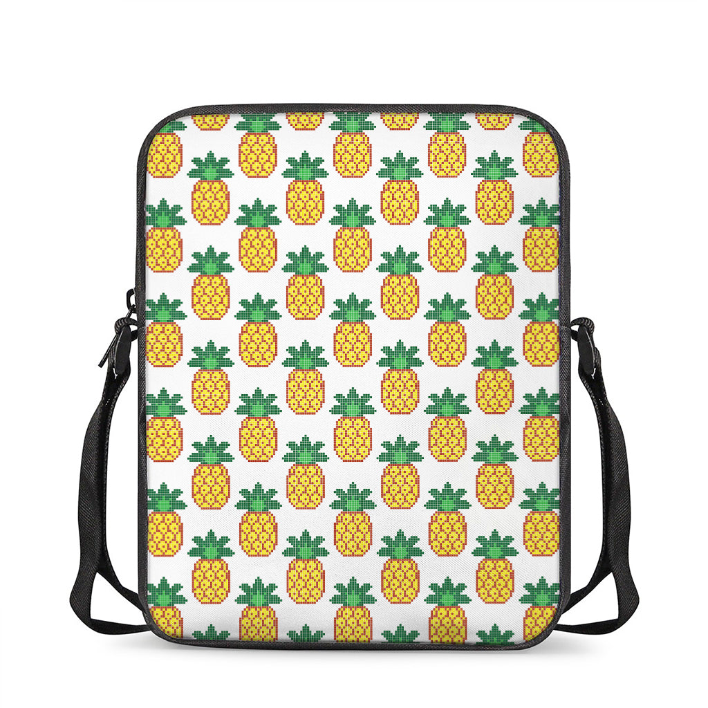 Pixel Pineapple Pattern Print Rectangular Crossbody Bag