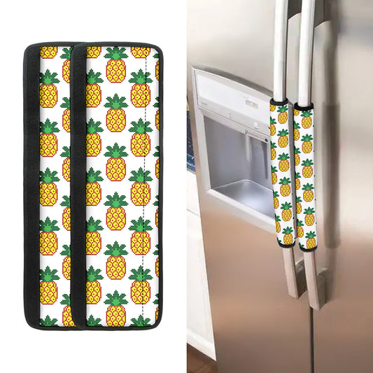 Pixel Pineapple Pattern Print Refrigerator Handle Covers