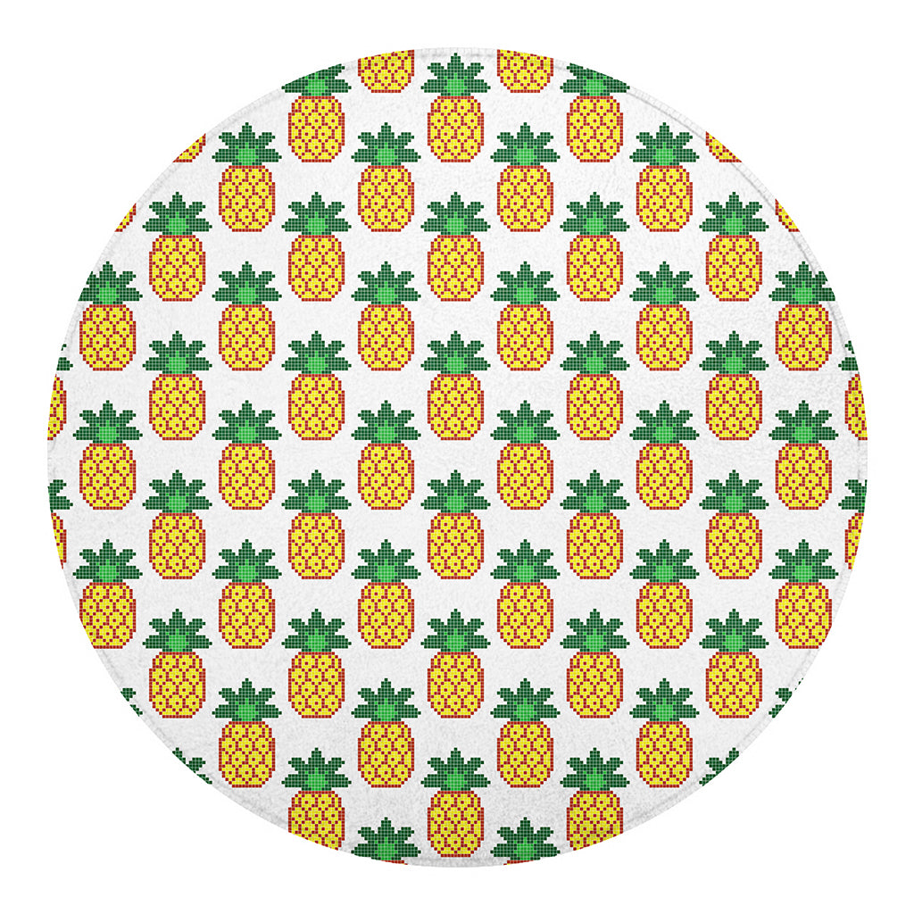 Pixel Pineapple Pattern Print Round Blanket