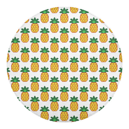 Pixel Pineapple Pattern Print Round Blanket