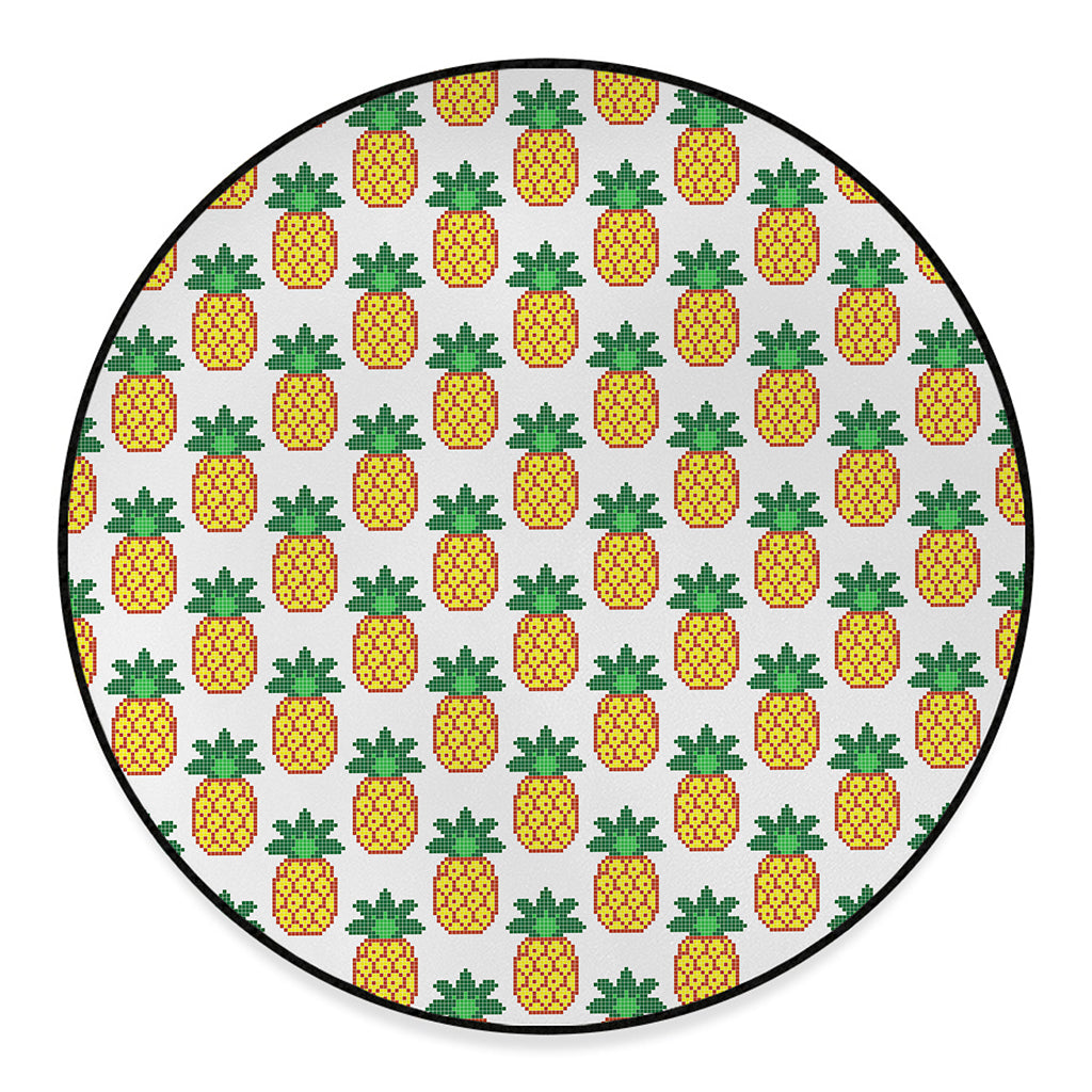 Pixel Pineapple Pattern Print Round Floor Mat