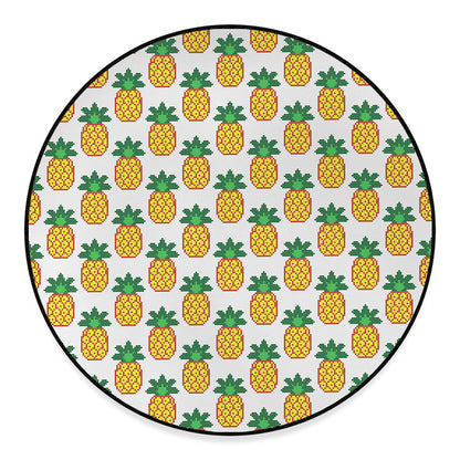 Pixel Pineapple Pattern Print Round Floor Mat