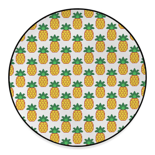 Pixel Pineapple Pattern Print Round Floor Mat