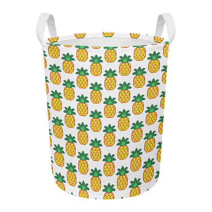 Pixel Pineapple Pattern Print Round Laundry Basket
